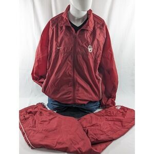 VTG Nike Team Oklahoma Sooners Windbreaker Suit Swish Size Large Maroon Swoosh